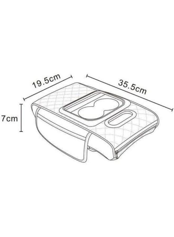 عام وسادة مسند الذراع - وسادة مريحة سميكة مع حامل أكواب ومناديل لوحدة التحكم في السيارة ومسند الذراع المركزية، شنطة تنظيم متعددة الألوان وحوامل أكواب مزدوجة - لون اسود - Image 3